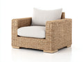 Fauteuil de jardin - Rotin tressé-tissu-bois - 92 x 87 x 80 cm - Naturel-Crème - Style contemporain