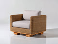 Fauteuil de jardin - Rotin tressé-tissu-bois - 95 x 90 x 80 cm - Marron-Gris clair - Style contemporain