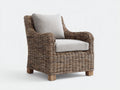 Fauteuil de jardin - Rotin tressé-tissu-bois - 92 x 88 x 96 cm - Marron-Gris clair - Style naturel