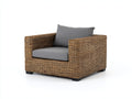 Fauteuil de jardin - Rotin tressé-tissu - 97 x 91 x 82 cm - Marron-Gris - Style contemporain