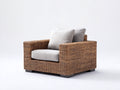 Fauteuil de jardin - Rotin tressé-tissu - 95 x 89 x 81 cm - Marron-Gris clair - Style contemporain