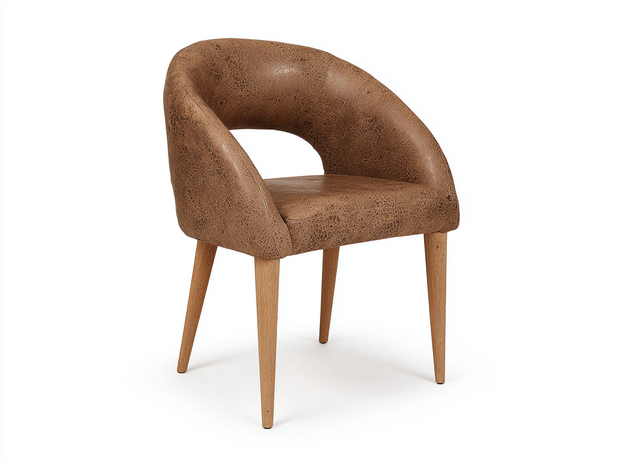Chaise de salle à manger-Similicuir-Bois-64 x 60 x 79 cm-Brun-Style contemporain