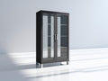 Vitrine - Bois-Verre - 90 x 40 x 180 cm - Gris foncé - Style minimaliste