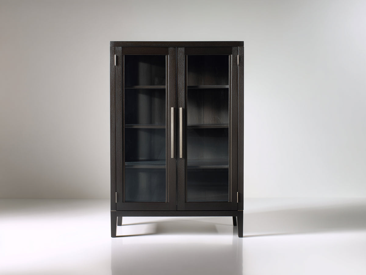Vitrine - Bois-Verre - 90 x 42 x 175 cm - Noir - Style moderne