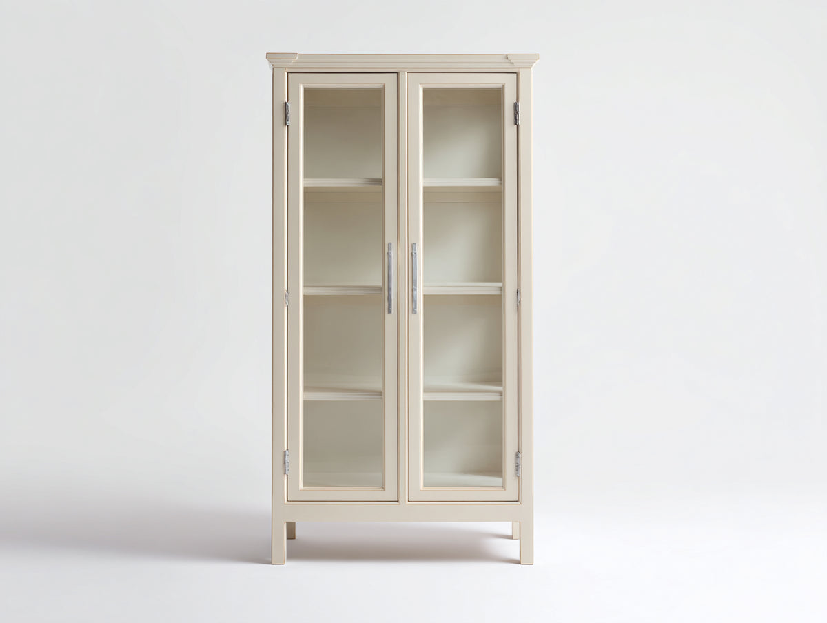 Vitrine - Bois-Verre - 90 x 40 x 180 cm - Beige clair - Style contemporain