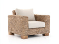 Fauteuil de jardin - Rotin tressé-tissu-bois - 102 x 96 x 85 cm - Naturel-Crème - Style contemporain