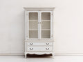 Vitrine - Bois-Verre - 100 x 40 x 190 cm - Blanc vieilli - Style campagne chic