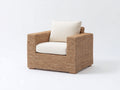 Fauteuil de jardin - Rotin tressé-tissu-bois - 102 x 95 x 85 cm - Naturel-Blanc cassé - Style naturel