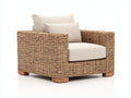 Fauteuil de jardin - Rotin tressé-tissu-bois - 100 x 94 x 84 cm - Naturel-Crème - Style contemporain