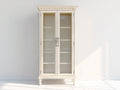 Vitrine - Bois-Verre - 85 x 40 x 190 cm - Ivoire clair - Style classique français
