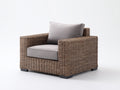 Fauteuil de jardin - Rotin tressé-tissu - 96 x 90 x 82 cm - Marron-Gris clair - Style contemporain