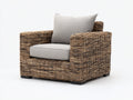 Fauteuil de jardin - Rotin tressé-tissu-bois - 98 x 92 x 97 cm - Naturel-Gris clair - Style naturel