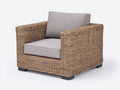 Fauteuil de jardin - Rotin tressé-tissu - 98 x 92 x 83 cm - Naturel-Gris clair - Style contemporain