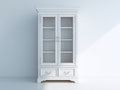 Vitrine - Bois-Verre - 100 x 42 x 195 cm - Blanc - Style classique