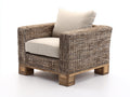 Fauteuil de jardin - Rotin tressé-tissu-bois - 101 x 95 x 86 cm - Naturel-Crème - Style contemporain