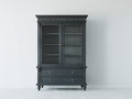 Vitrine - Bois-Verre - 110 x 45 x 195 cm - Gris ardoise - Style néoclassique