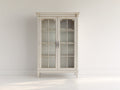 Vitrine - Bois-Verre - 100 x 42 x 190 cm - Ivoire vieilli - Style classique français