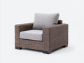Fauteuil de jardin - Rotin tressé-tissu - 96 x 90 x 82 cm - Gris marron-Gris clair - Style contemporain