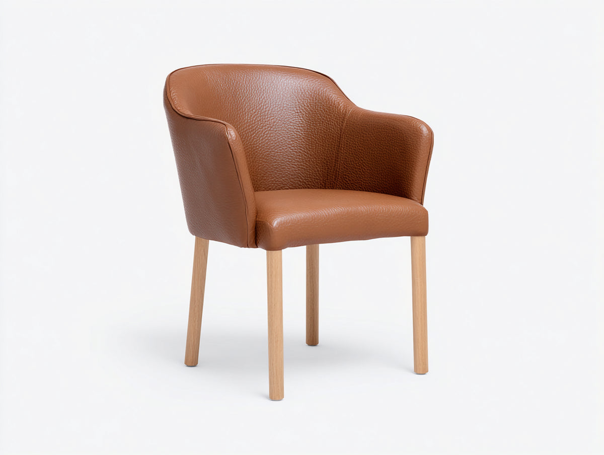 Chaise de salle à manger-Similicuir-Bois-58 x 57 x 80 cm-Brun cognac-Bois clair-Style contemporain