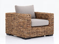 Fauteuil de jardin - Rotin tressé-tissu - 96 x 90 x 82 cm - Naturel-Grège - Style rustique contemporain