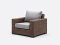 Fauteuil de jardin - Rotin tressé-tissu - 94 x 88 x 80 cm - Brun foncé-Gris - Style contemporain