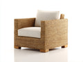 Fauteuil de jardin - Rotin tressé-tissu-bois - 90 x 86 x 79 cm - Naturel-Crème - Style moderne