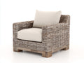 Fauteuil de jardin - Rotin tressé-tissu-bois - 103 x 97 x 86 cm - Naturel-Crème - Style contemporain