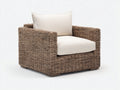 Fauteuil de jardin - Rotin tressé-tissu - 94 x 86 x 76 cm - Naturel-Crème - Style contemporain