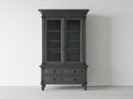 Vitrine - Bois-Verre - 110 x 46 x 205 cm - Gris anthracite - Style néoclassique
