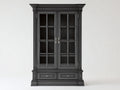 Vitrine - Bois-Verre - 120 x 48 x 205 cm - Noir graphite - Style classique